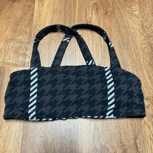 Aerie Offline Real Me Extra Stretch Square Neck Black Houndstooth Sports Bra L